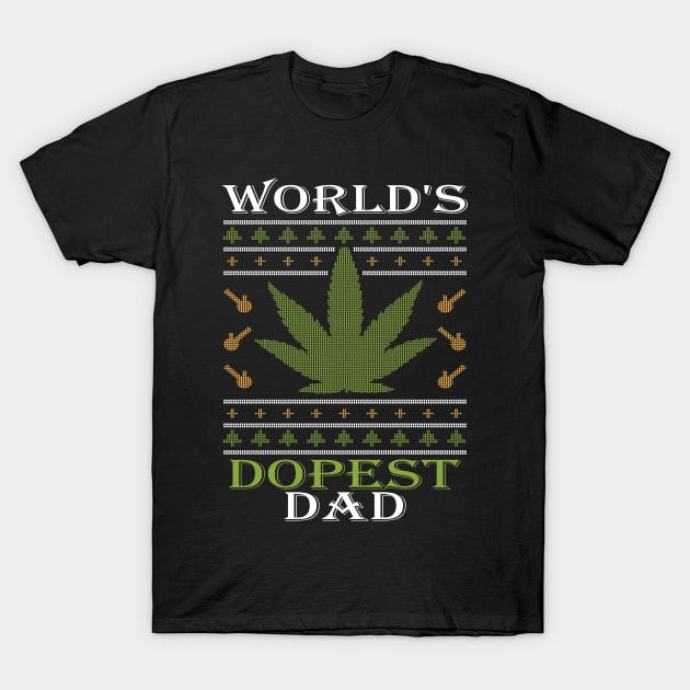 World's Dopest Dad Weed Marijuana Cannabis Funny Leaf T-Shirt by mo designs 95